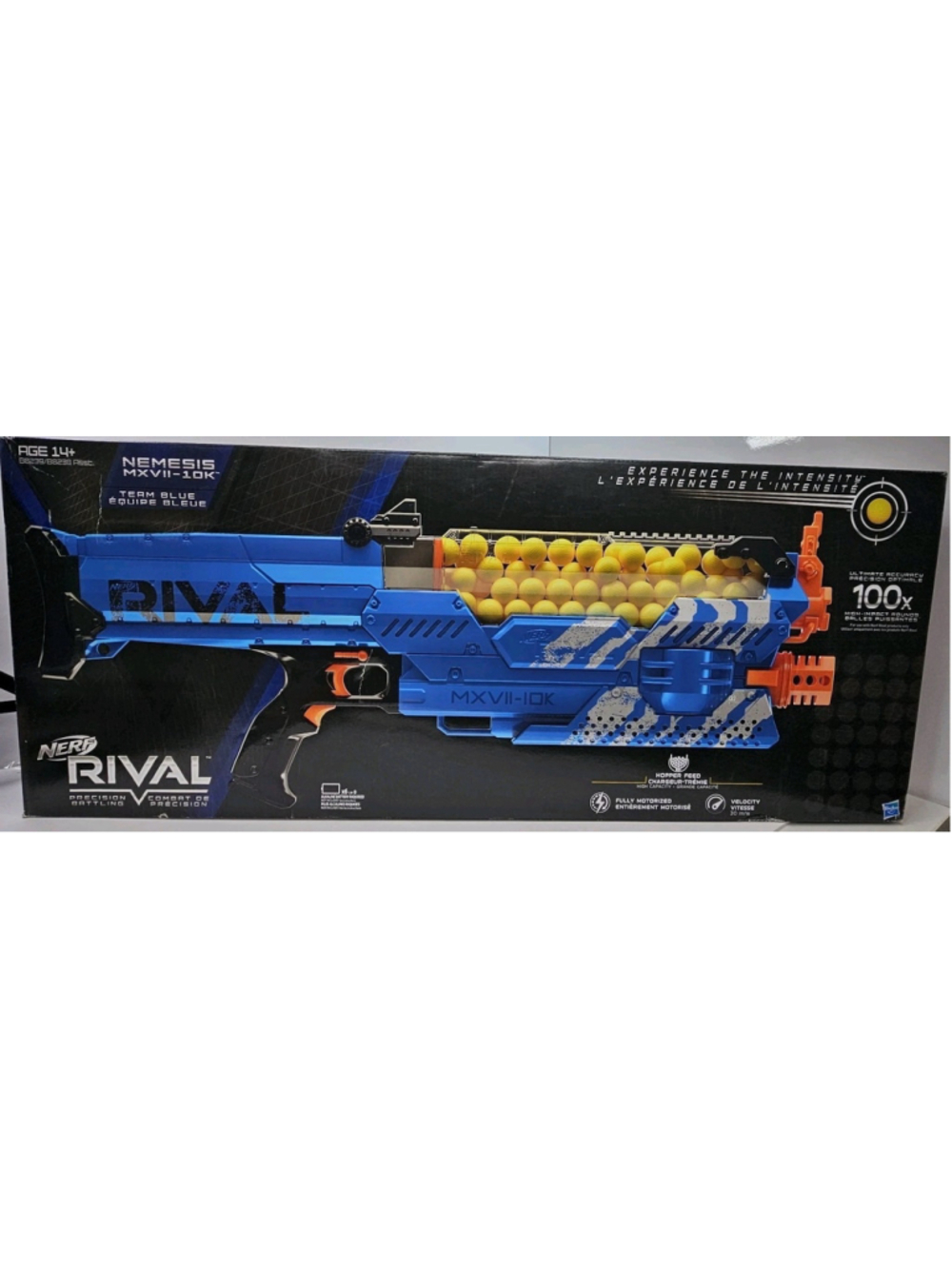 SEALED NERF Rival Nemesis MXVII-10K Team BLUE Blaster 100 Rounds NEW - 9187